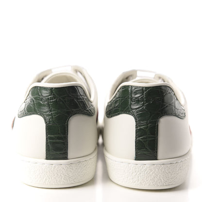 Gucci Calfskin Crocodile Web Mens Ace Sneakers 9 White Green 5 of 10