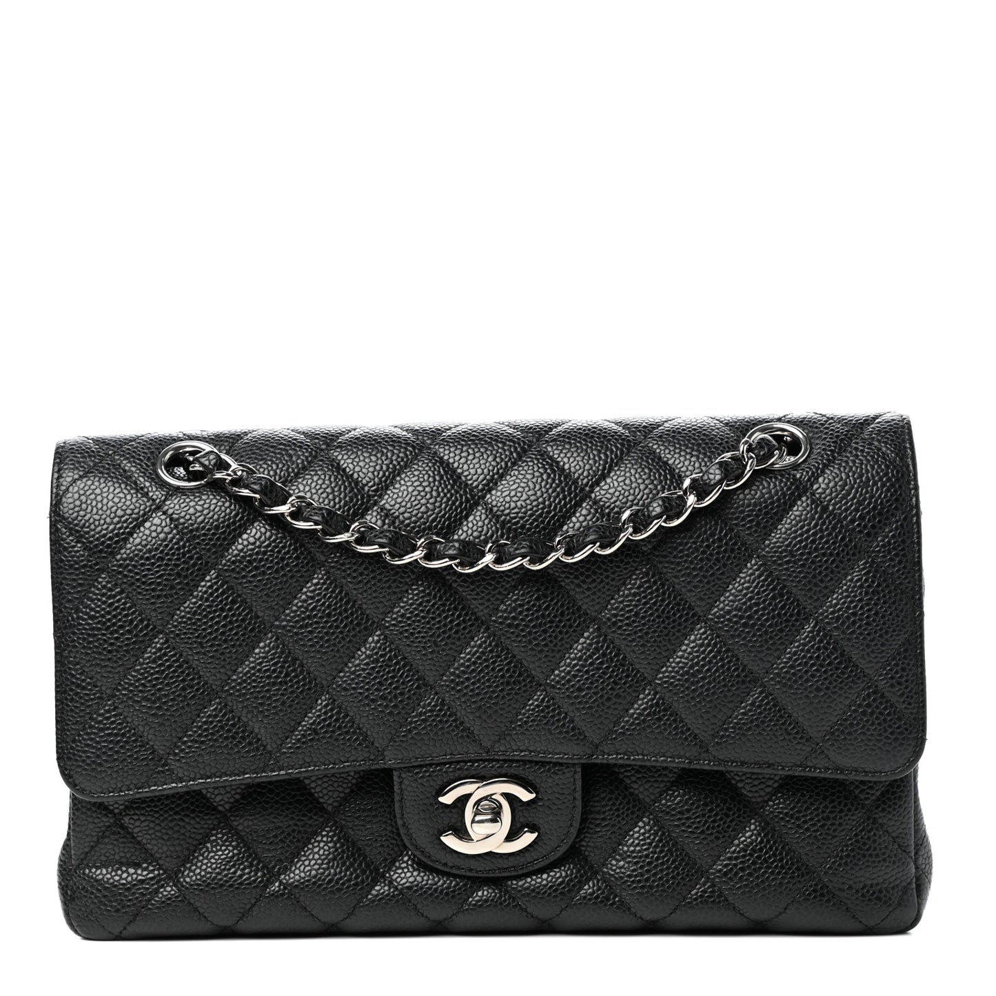 Caviar Quilted Small Double Flap Black