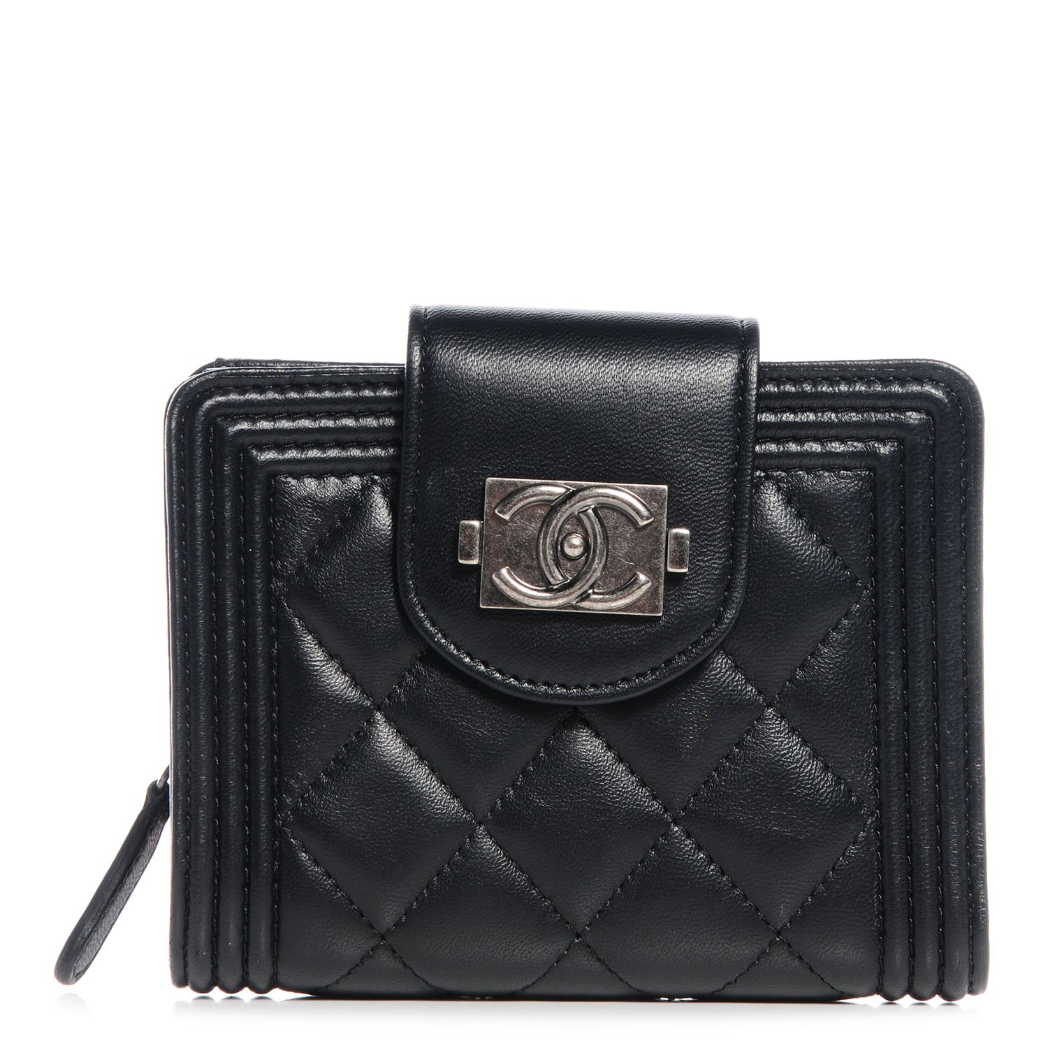 Chanel Lambskin Compact Boy Wallet Black 1 of 7