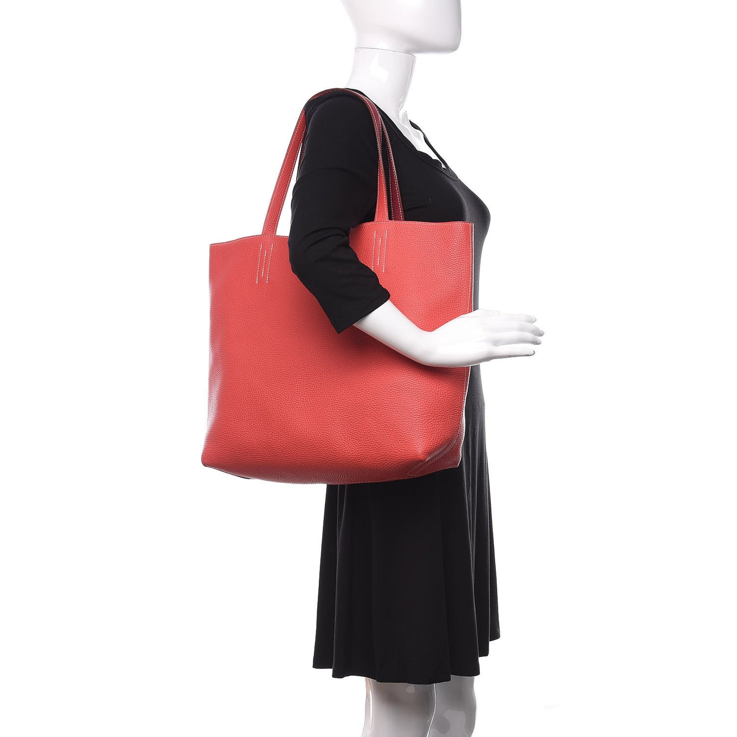Taurillon Clemence Double Sens 45 Reversible Tote Rubis Bougainvillea