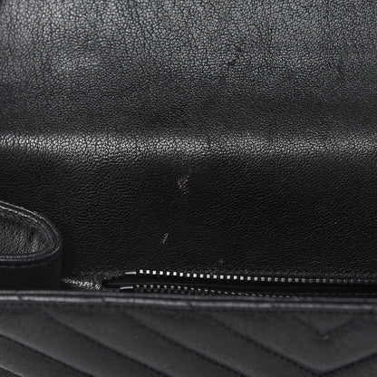 Saint Laurent Sheepskin Matelasse Chevron Monogram Medium College Bag Black 12 of 13