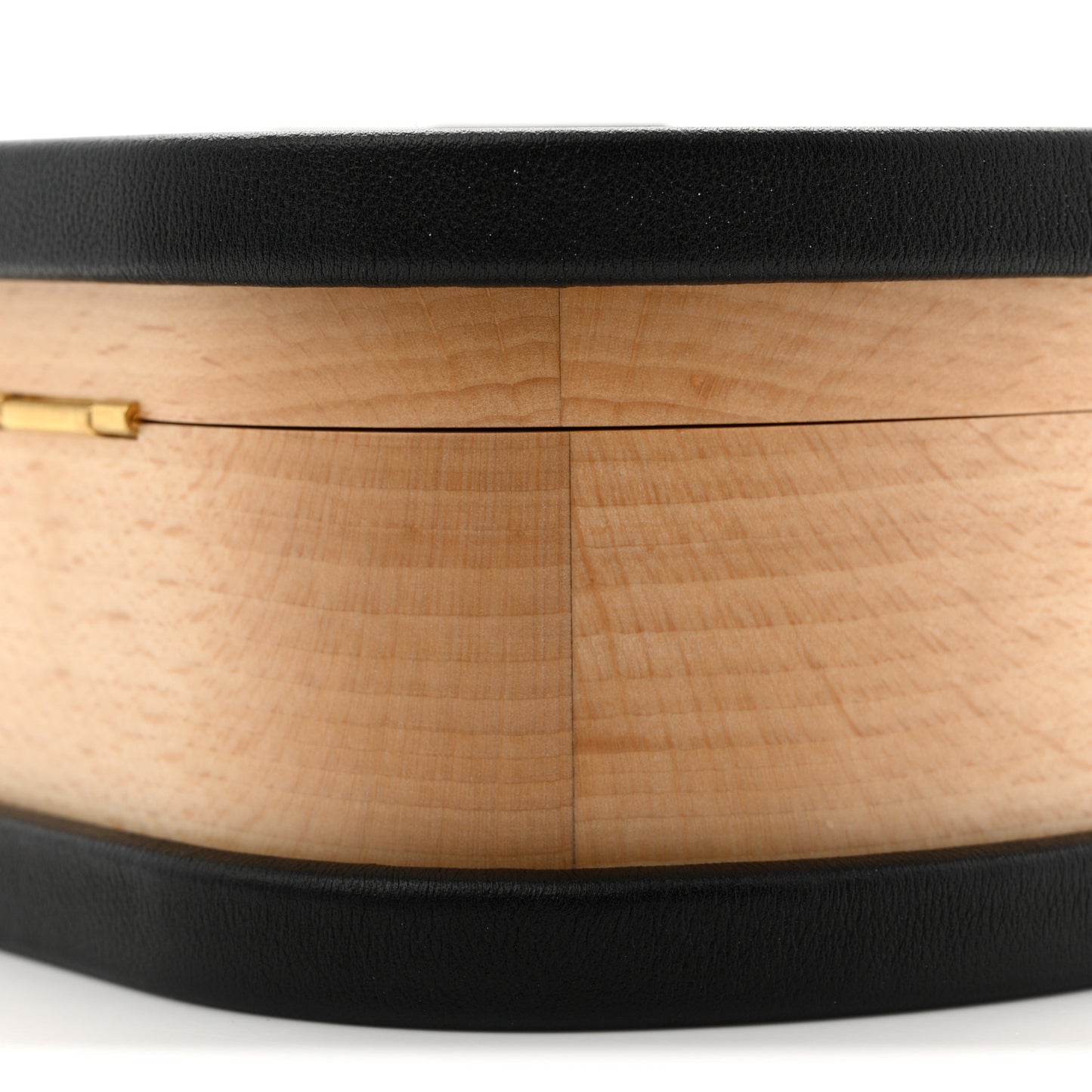 Beech Wood Lambskin Round CC Vanity Case Black