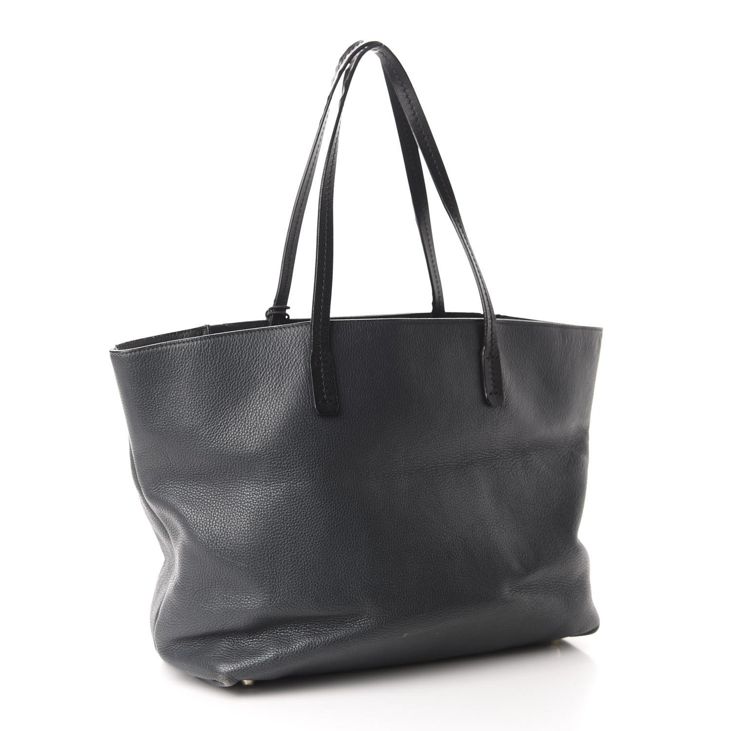 Grained Calfskin New Easy Shopper Tote Navy Black