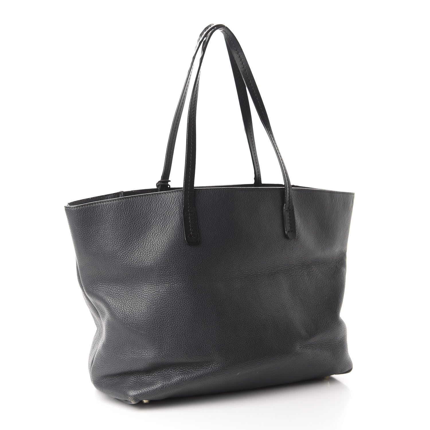 Lanvin Grained Calfskin New Easy Shopper Tote Navy Black 3 of 20