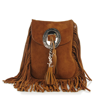Saint Laurent Suede Fringe Flat Anita Crossbody Bag Camel 1 of 7