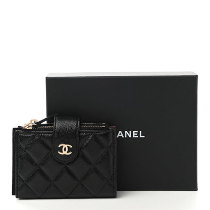 Chanel Caviar Quilted Compact Zipped Pocket Wallet Black 5 of 8
