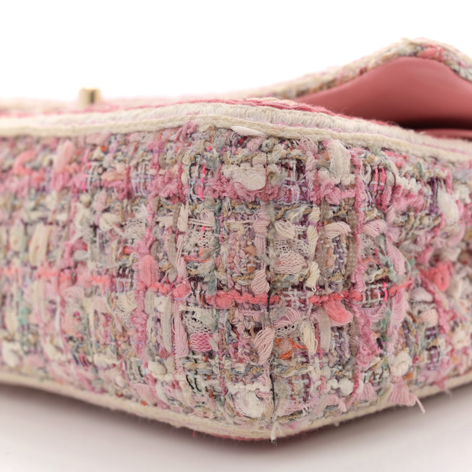 Chanel Tweed Braided Medium Flap Pink Beige Orange Ecru 10 of 12