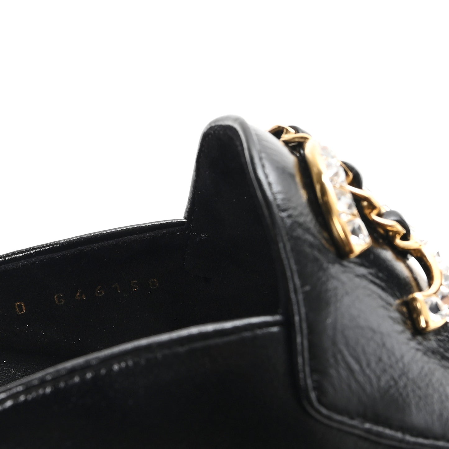 Shiny Calfskin Crystal CC Mules 38 Black