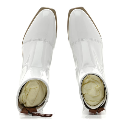 Fendi Glossy Neoprene FFrame Low Ankle Boots 37.5 White 2 of 9