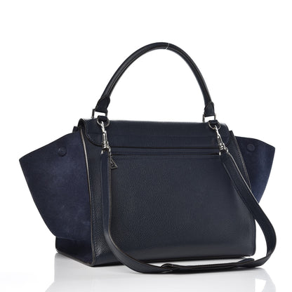 Celine Drummed Calfskin Suede Medium Trapeze Navy 3 of 10