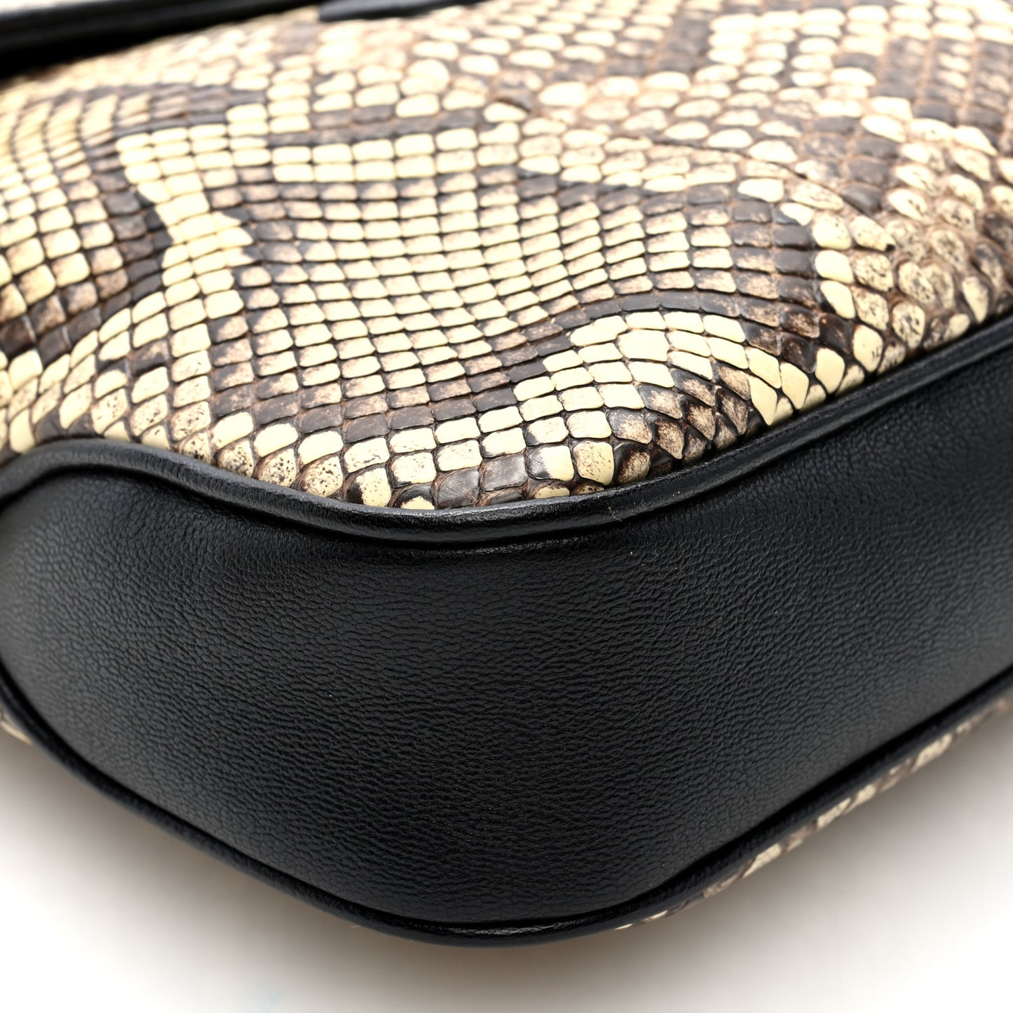 New Sakai Snakeskin Lux Medium Dahlia Messenger Shoulder Bag Beige Black