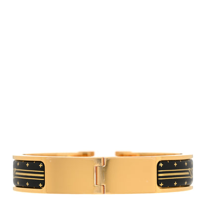 Hermes Enamel Printed Quadrige Au Fil Narrow Clic Clac H Bracelet PM Jaune Or Black 3 of 6