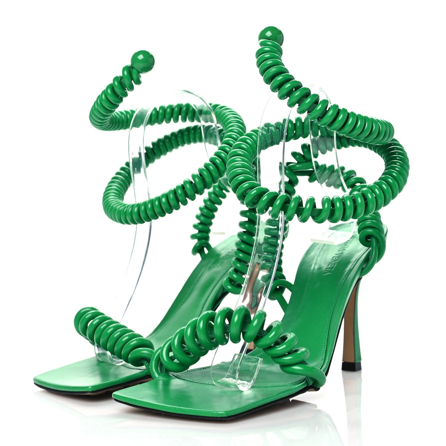 Rubber Wire Nappa Stretch 90mm Sandals 38 Grass