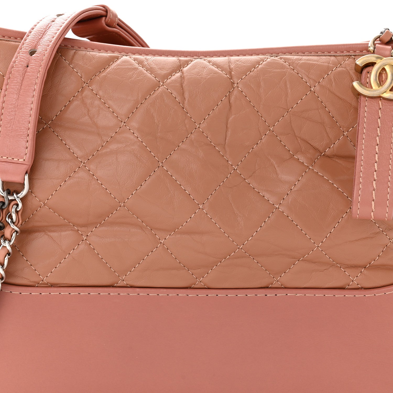 Chanel Aged Calfskin Quilted Medium Gabrielle Hobo Pink 8 of 10