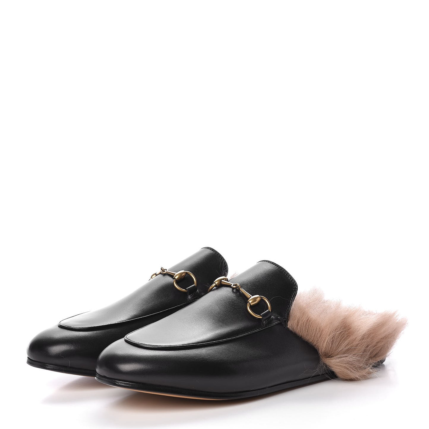 Calfskin Fur Womens Princetown Slippers 39 Black