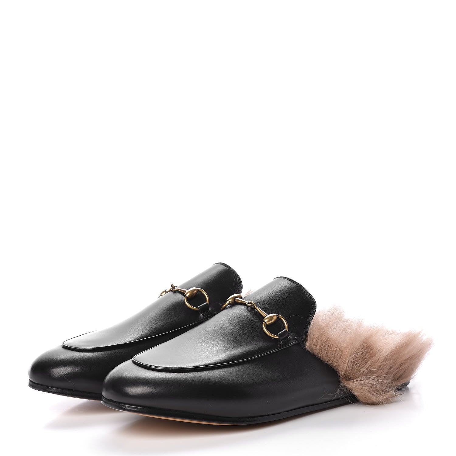 Gucci Calfskin Fur Womens Princetown Slippers 39 Black 3 of 8
