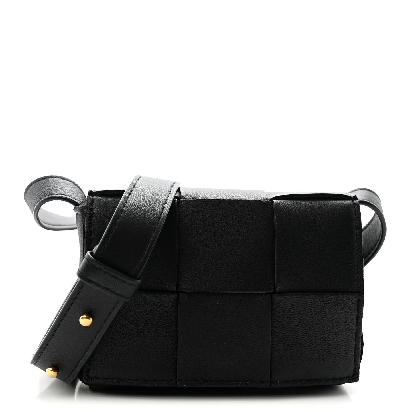 Lambskin Maxi Intrecciato Extra Mini Cassette Crossbody Bag Black