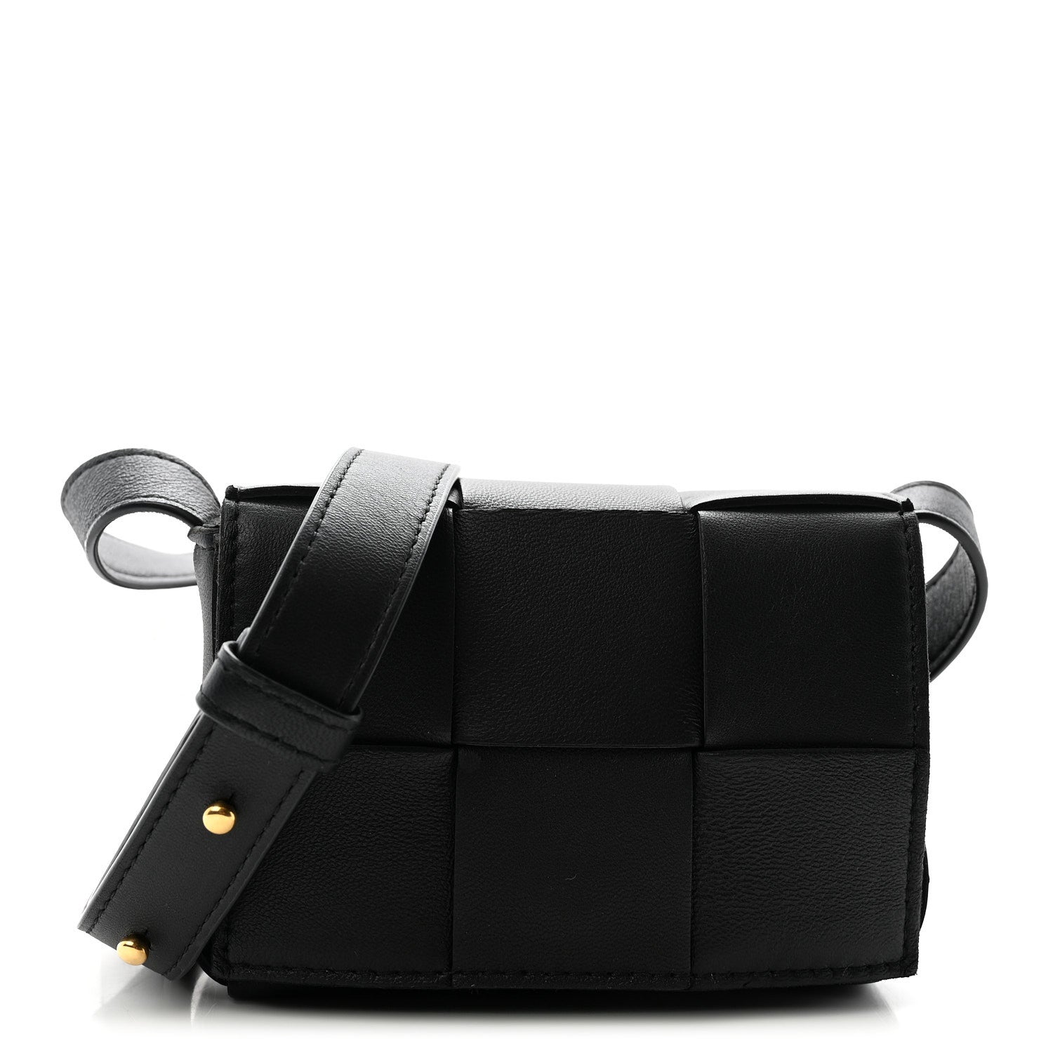 Bottega Veneta Lambskin Maxi Intrecciato Extra Mini Cassette Crossbody Bag Black 1 of 9