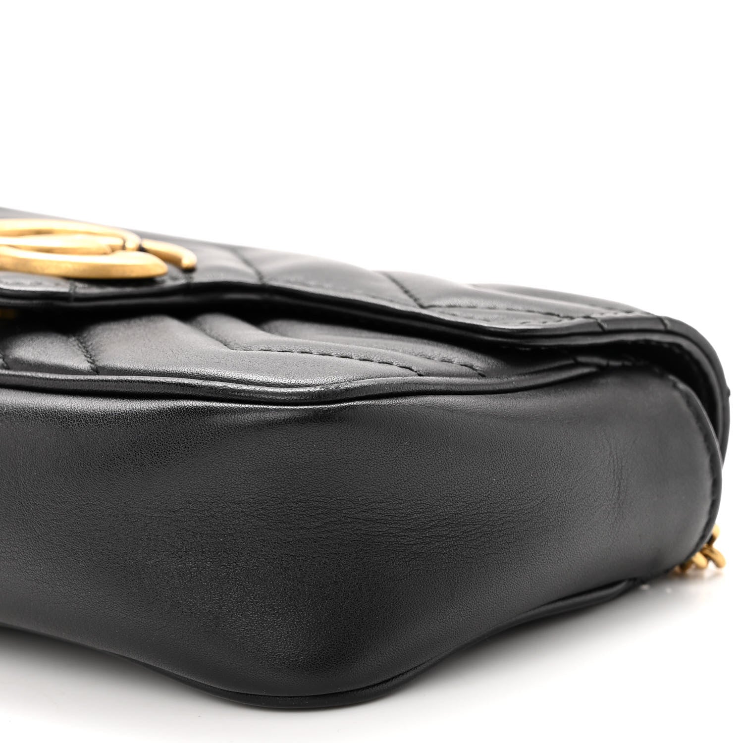 Gucci Calfskin Matelasse Super Mini GG Marmont Shoulder Bag Black 10 of 10