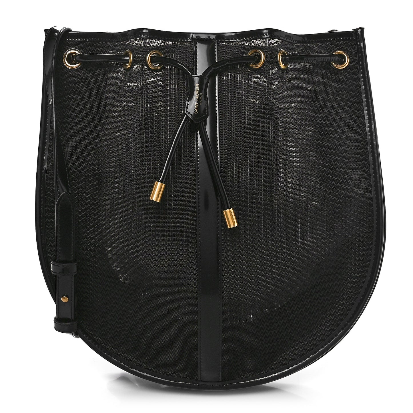 Mesh Patent Calfskin Daryl Shoulder Bag Black
