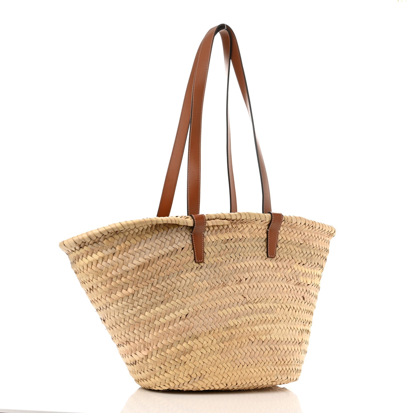 Raffia Calfskin Triomphe Medium Panier Tan