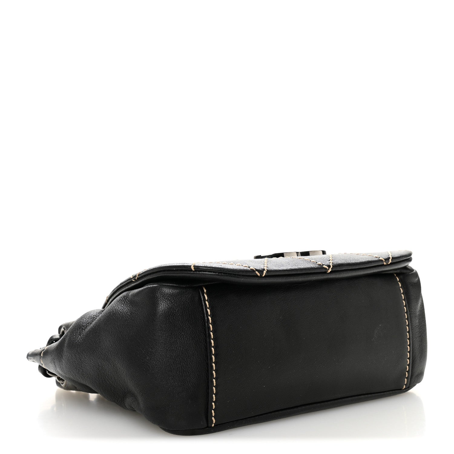 Chanel Lambskin Contrast Stitch Small Surpique Accordion Flap Black 4 of 11