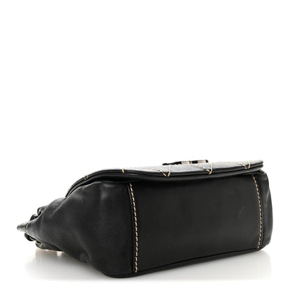 Chanel Lambskin Contrast Stitch Small Surpique Accordion Flap Black 4 of 11