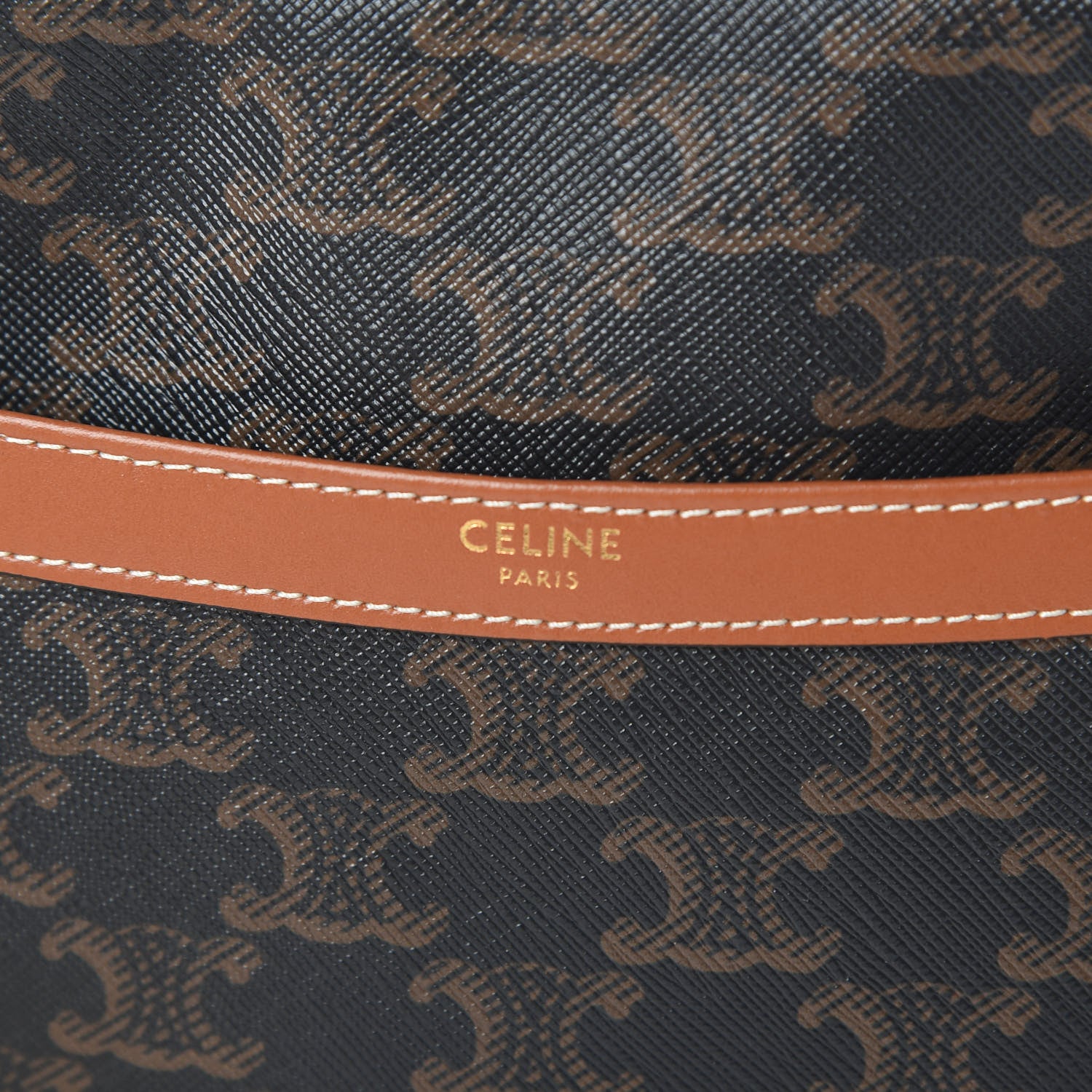 Celine Triomphe Canvas Calfskin Medium Patapans Tan 7 of 12