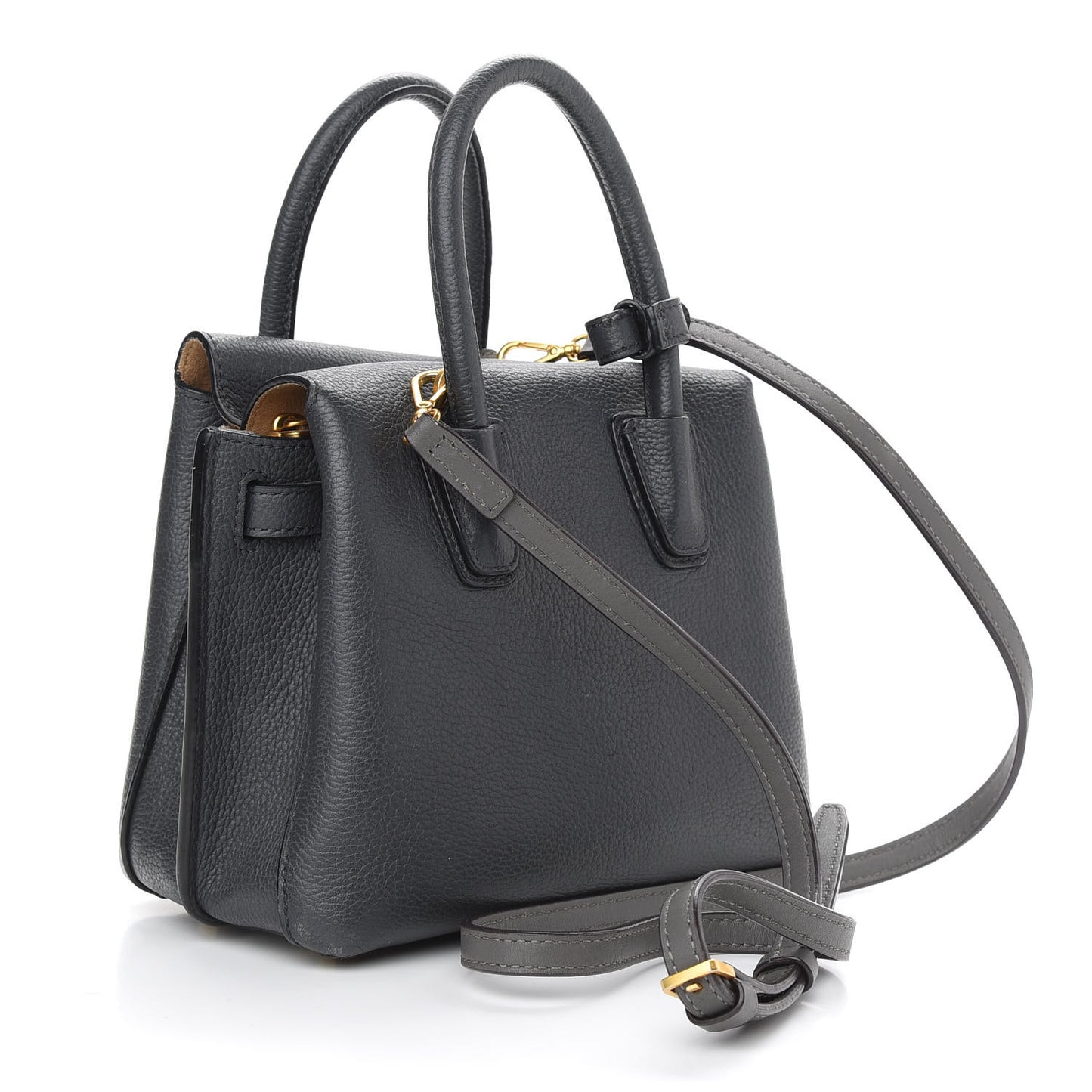 Grained Calfskin Mini Milla Tote Phantom Grey