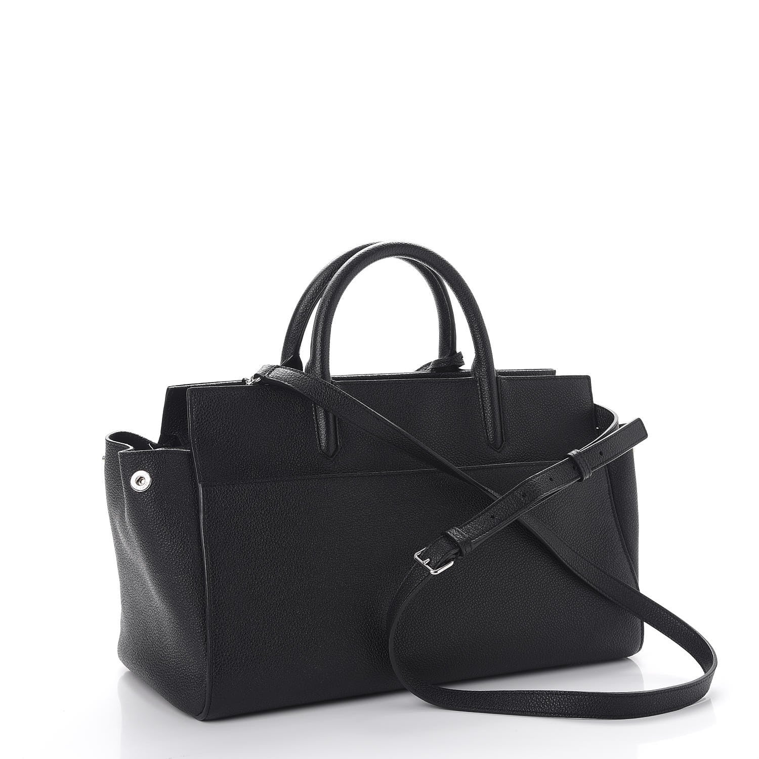 Saint Laurent Grained Calfskin Small Cabas Rive Gauche Black 4 of 12