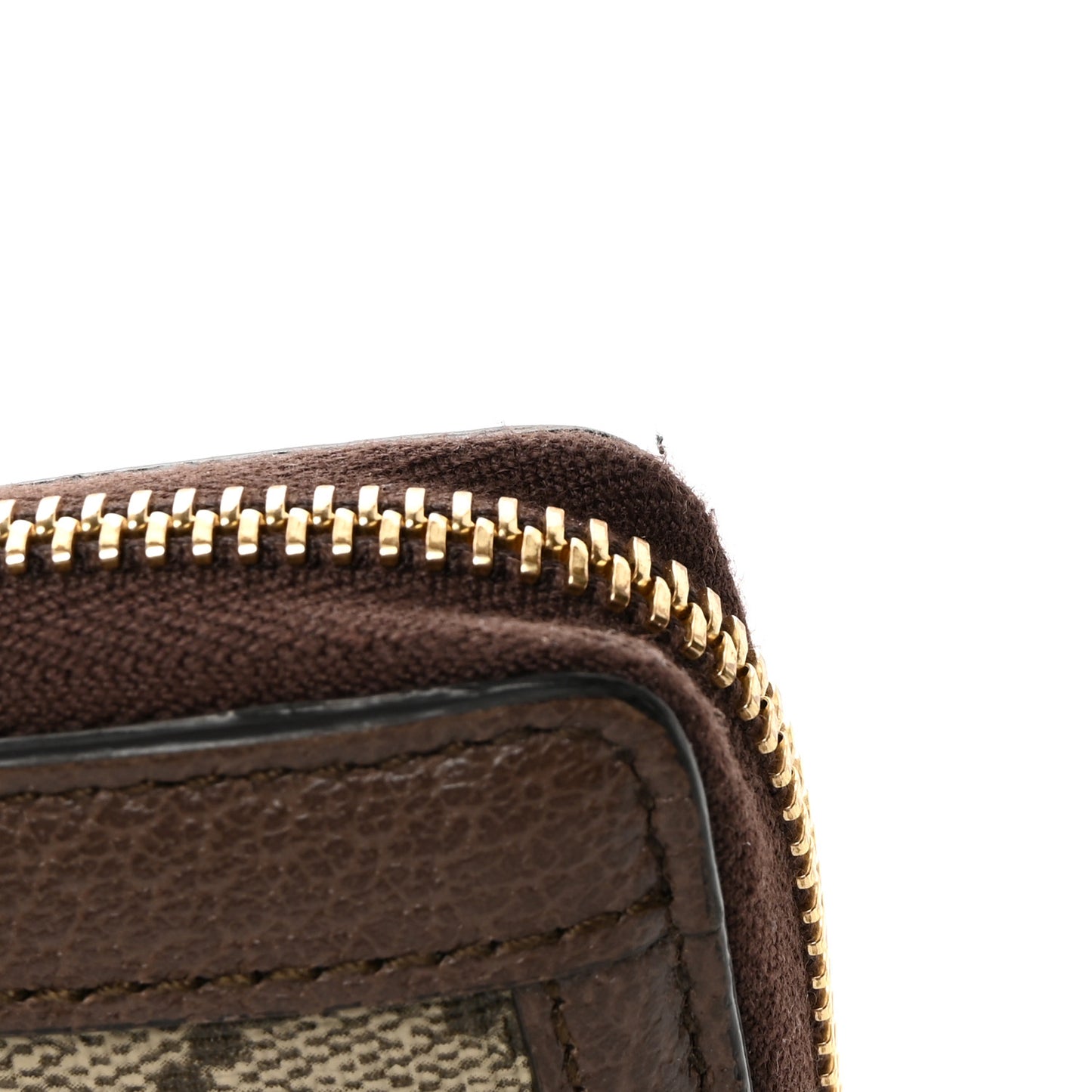 GG Supreme Monogram Web Ophidia Zip Around Wallet Brown