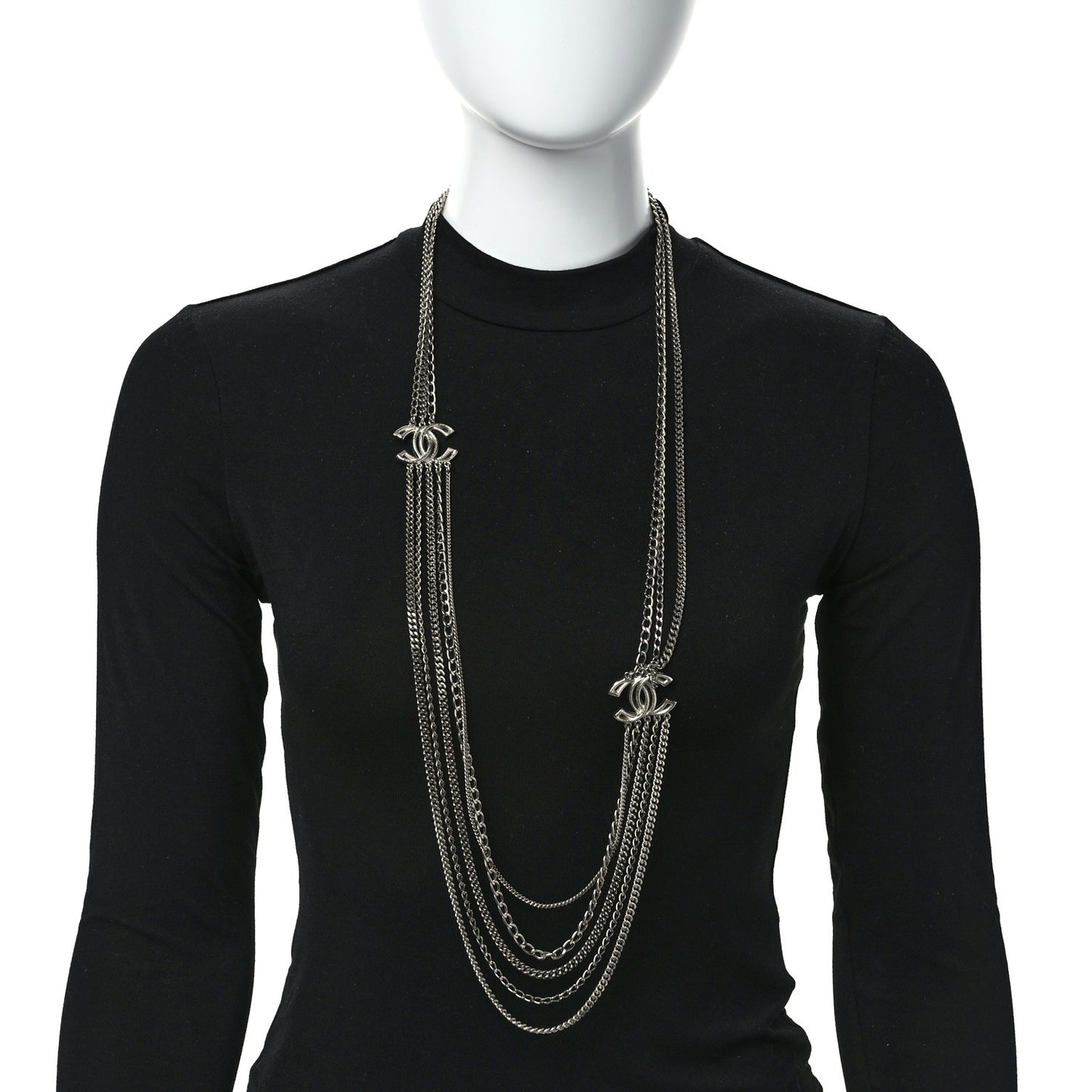 Crystal CC Multi Strand Long Chain Necklace Gold