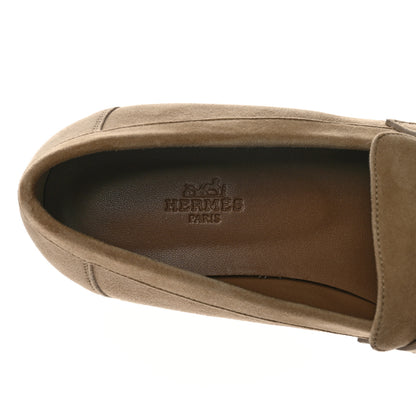 Hermes Suede Goatskin Womens Faubourg Loafers 39 Argile 7 of 12