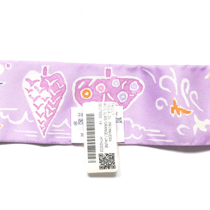 Hermes Silk Isola Di Primavera Twilly Lilas Orange Jaune Lilas Orange Jaune 4 of 4