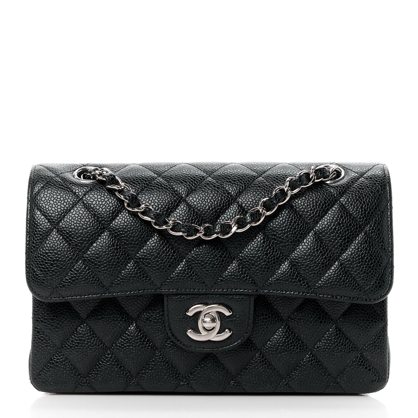 Caviar Quilted Small Double Flap Black