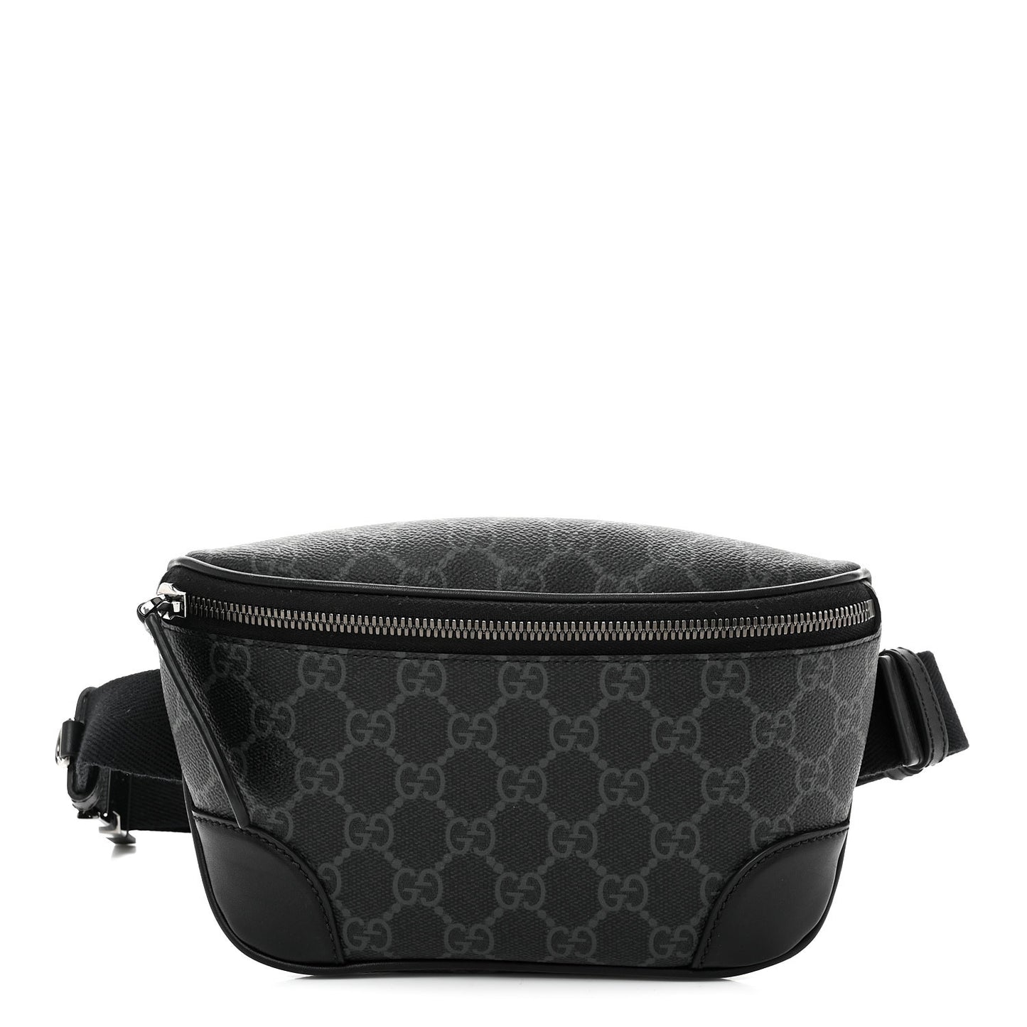 GG Supreme Monogram Emblem Calfskin Small Belt Bag Black Grey