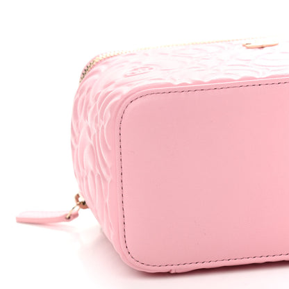 Chanel Lambskin Camellia Embossed Small Vanity Case With Chain Pink 9 of 10