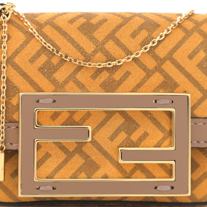Fendi Suede Vitello Ceylon FF Nano Maxi Buckle Baguette Charm Giallo Sand 8 of 11