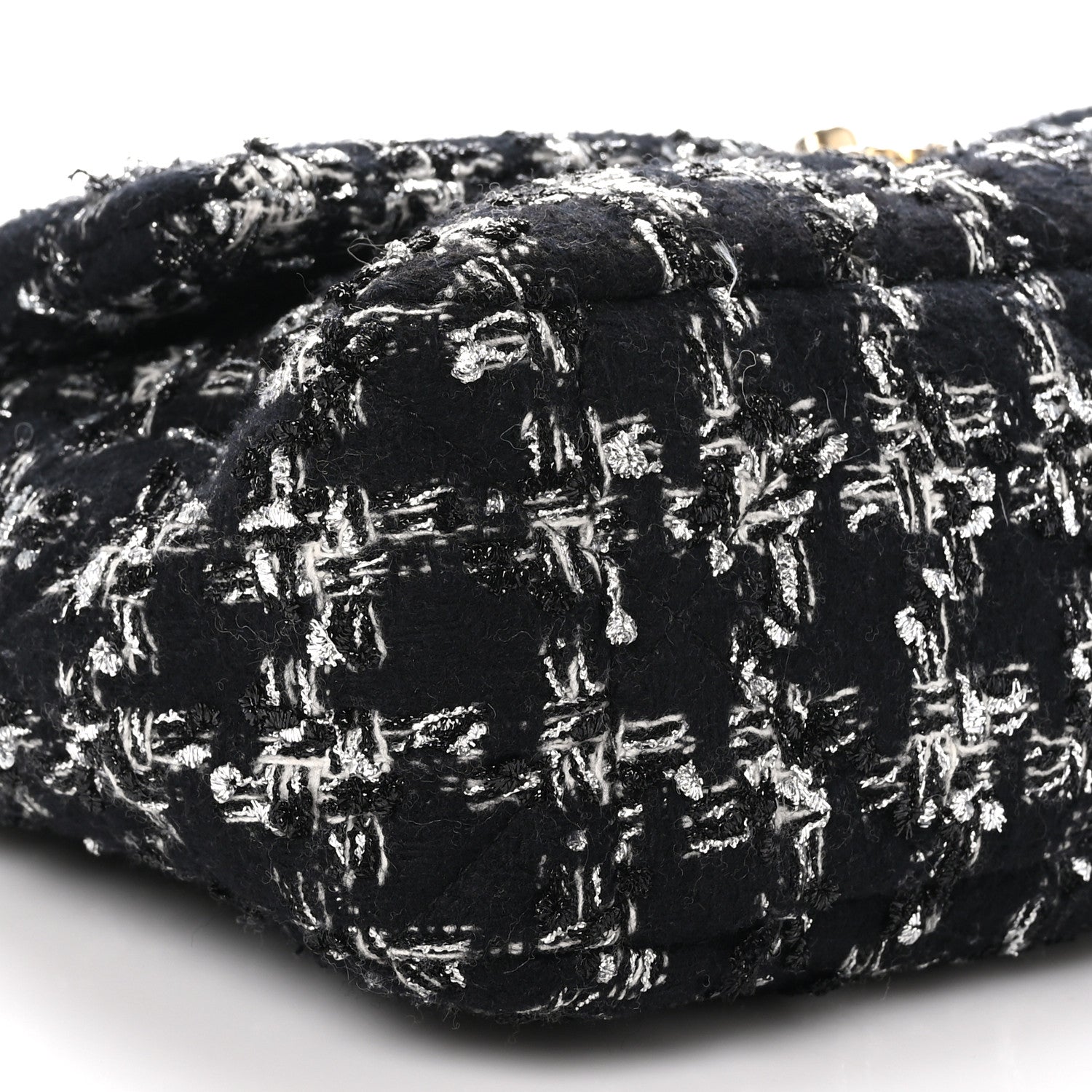 Chanel Tweed Quilted Large Chanel 19 Flap Black Silver Ecru 8 of 11