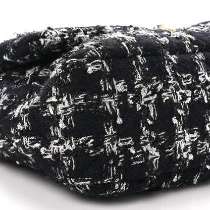 Chanel Tweed Quilted Large Chanel 19 Flap Black Silver Ecru 8 of 11
