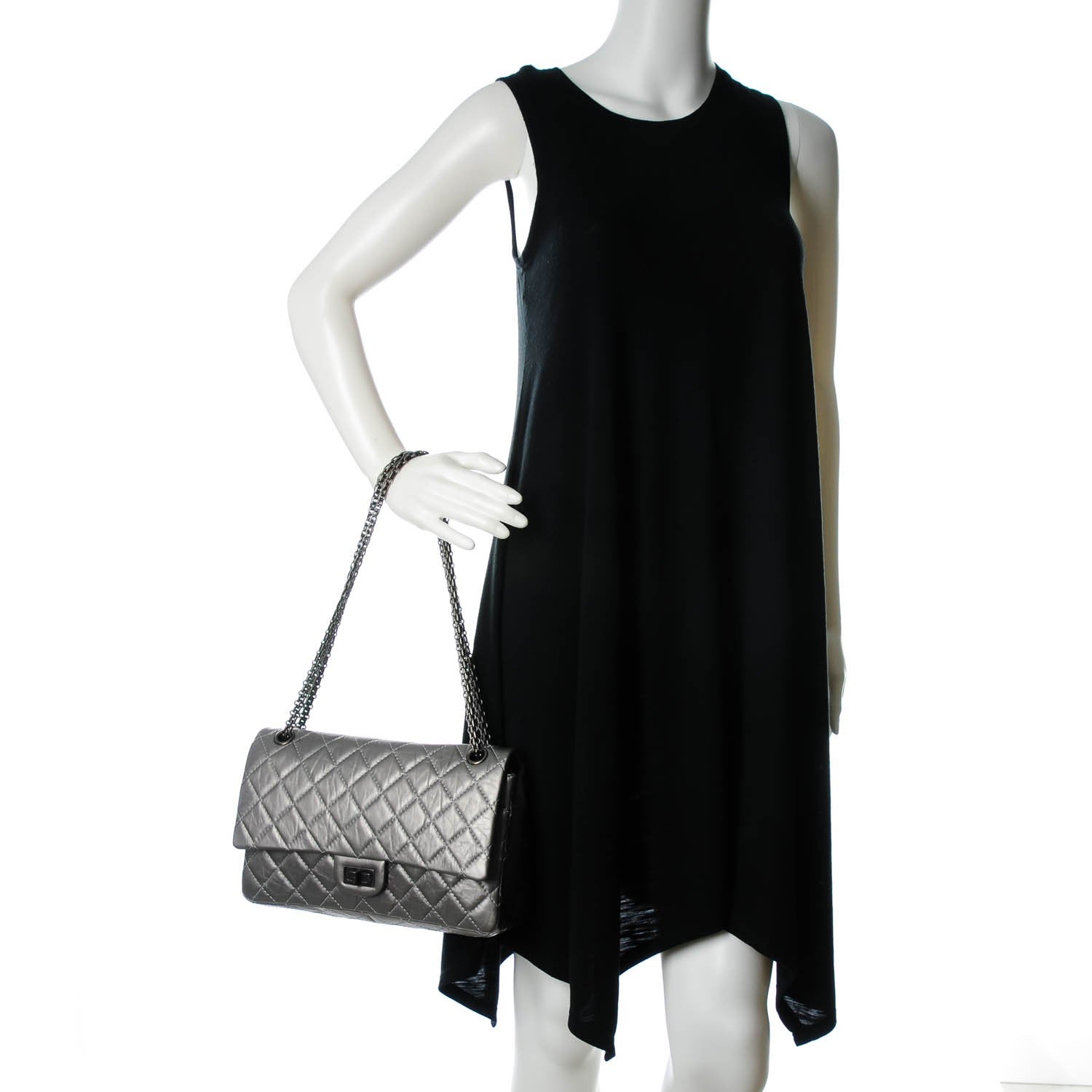 Chanel Metallic Aged Calfskin Quilted 2.55 Reissue 227 Dark Silver 2 of 8
