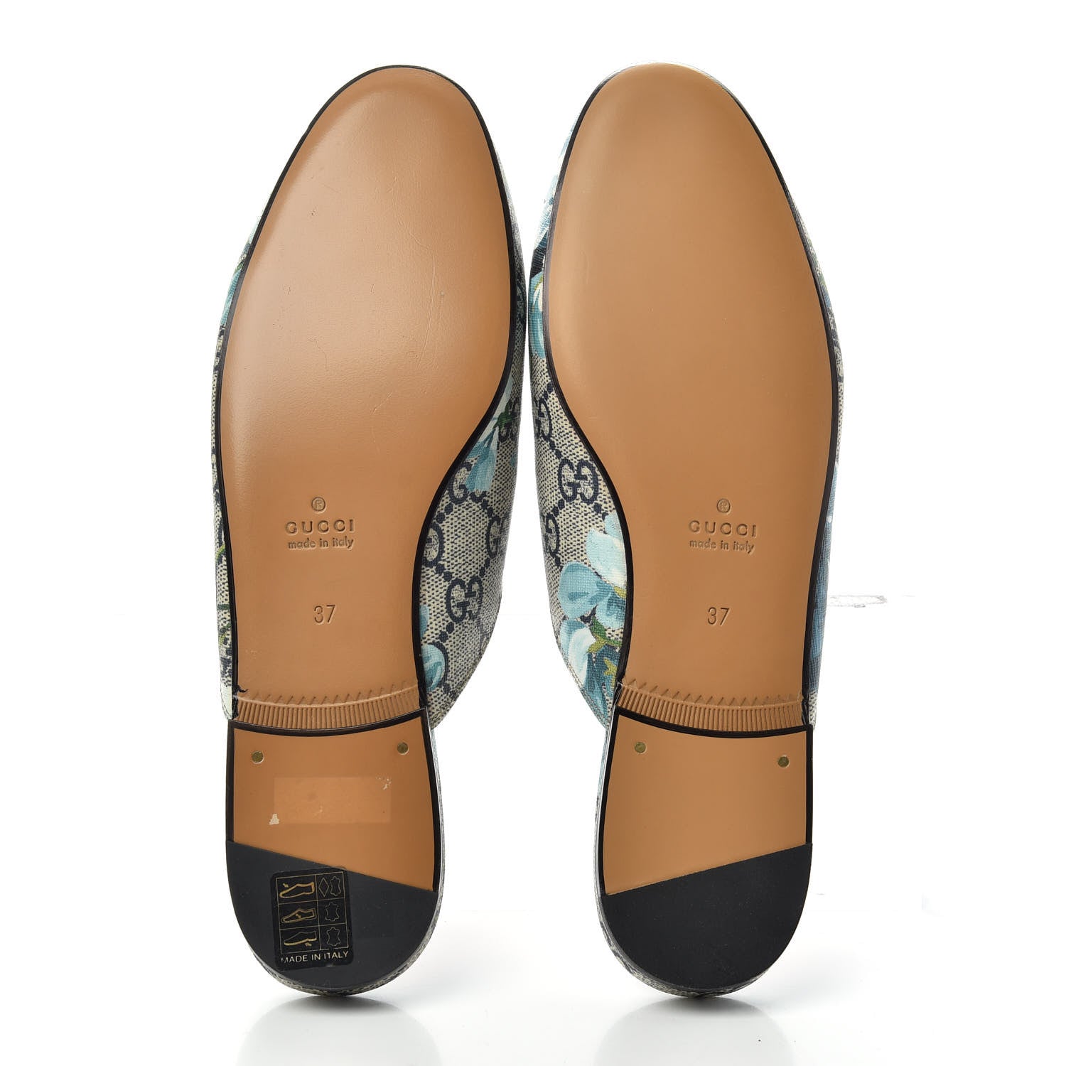 Gucci GG Supreme Monogram Blooms Womens Princetown Slippers 37 Beige Blue Navy Hibiscus Red 6 of 11