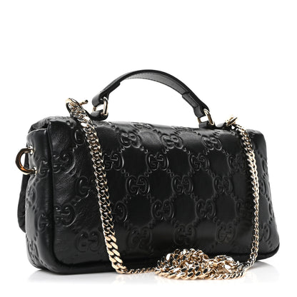 Gucci Lambskin Embossed Mini GG Milano Top Handle Shoulder Bag Black 3 of 10