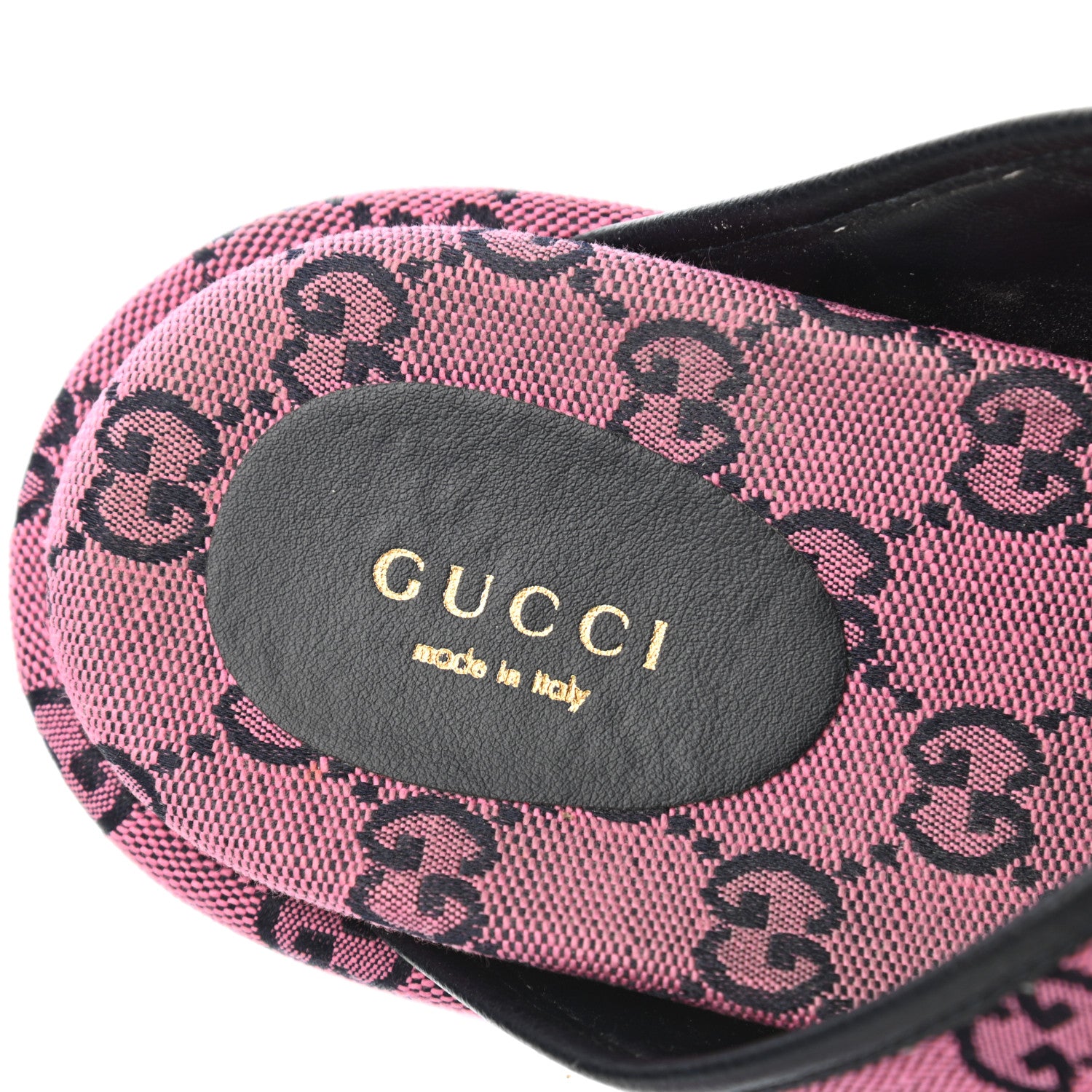 Gucci Monogram Multicolor Criss Cross Platform Slide Sandals 39 Pink Blue 7 of 9