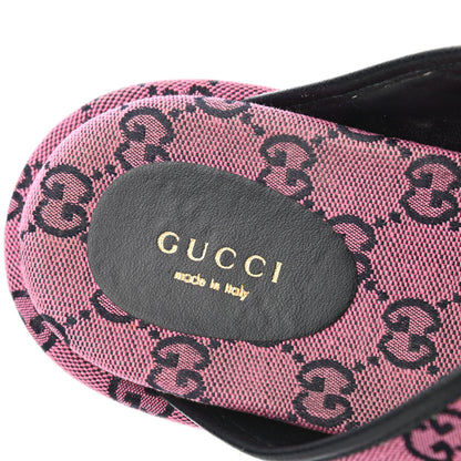 Gucci Monogram Multicolor Criss Cross Platform Slide Sandals 39 Pink Blue 7 of 9
