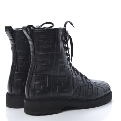 Fendi Nappa FF Embossed Womens Biker Boots 38 Black 4 of 8
