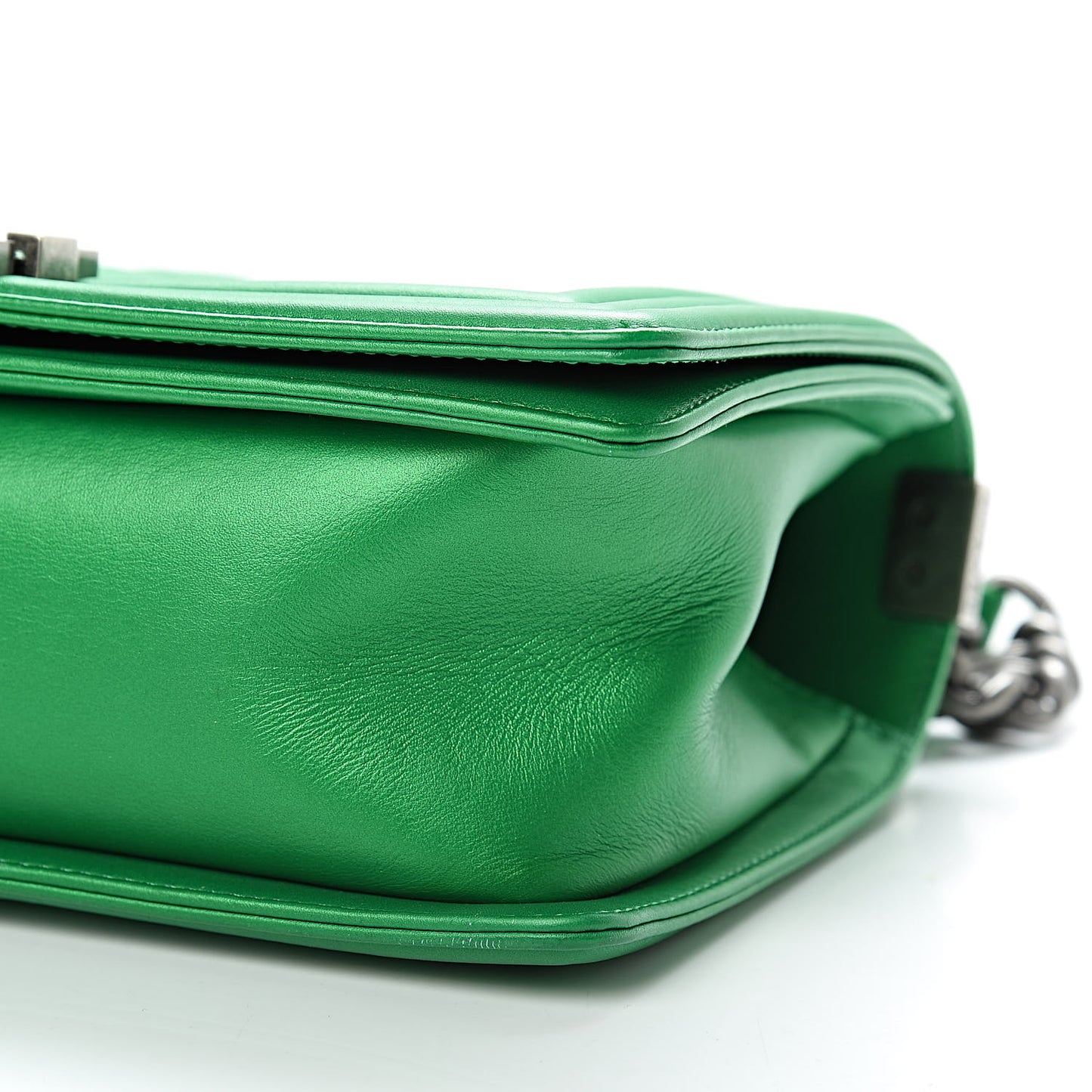 Metallic Calfskin Quilted Medium Boy Flap Green