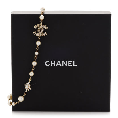 Chanel Crystal Baguette Pearl CC Cross Necklace Gold 6 of 6
