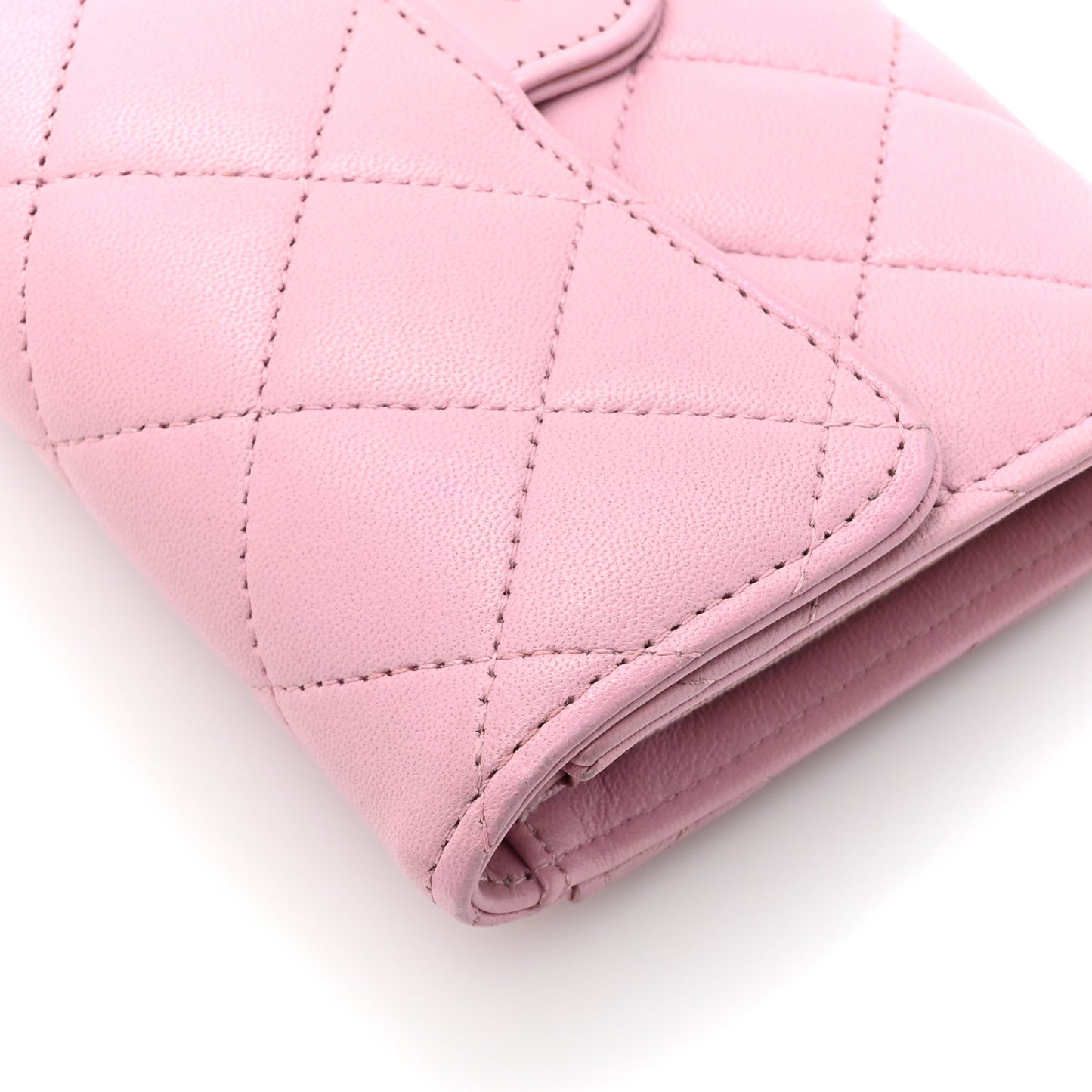 Lambskin Quilted Medium Flap Wallet Pink