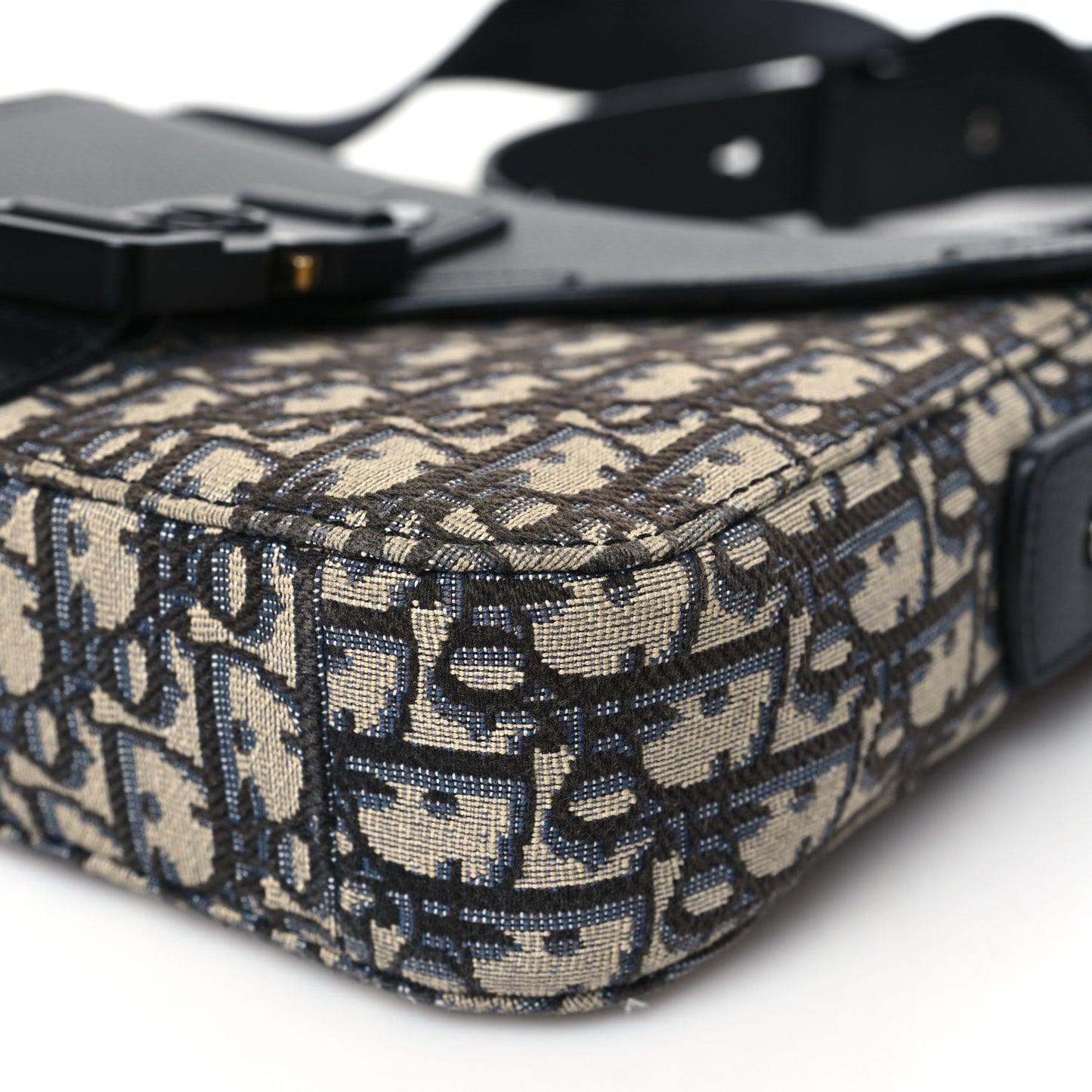 Oblique Jacquard Grained Calfskin Small Saddle Messenger Bag